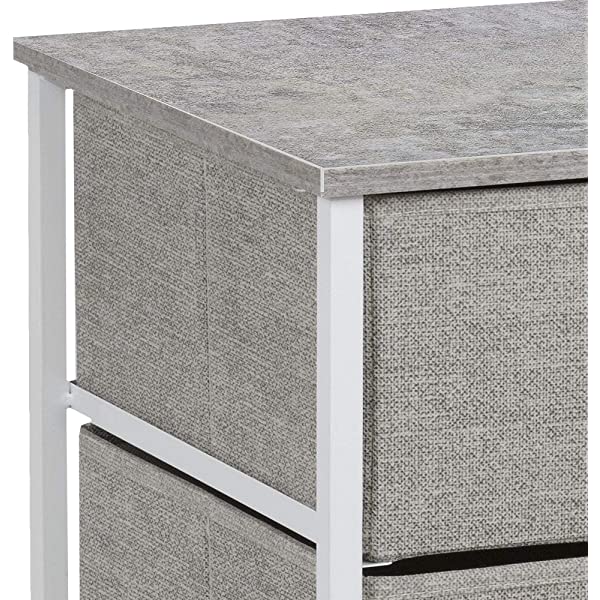 Sorbus Nightstand with 3 Drawers - Bedside Furniture & Accent End Table Chest for Home, Bedroom Accessories, Office, College Dorm, Steel Frame, Wood Top, Easy Pull Fabric Bins (Gray) Grey
