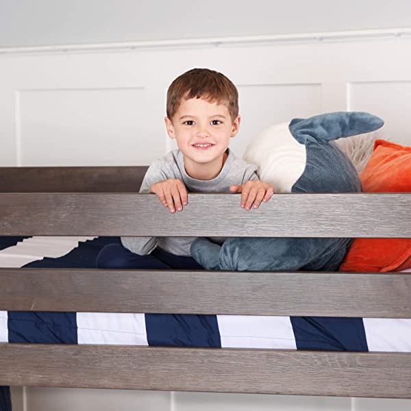 Max & Lily Twin Low Loft Bed with Staircase, White White Low Loft + Staircase Bed