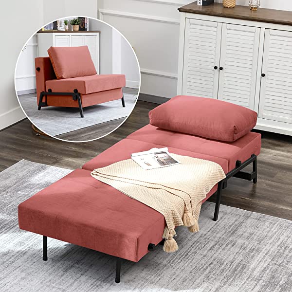 Vonanda Sofa Bed, Folding Velvet Sleeper Sofa, Modern Sleeper Chair Bed with Hidden Legs and Sturdy Frame for Small Living Space, Velvet Hunter Green