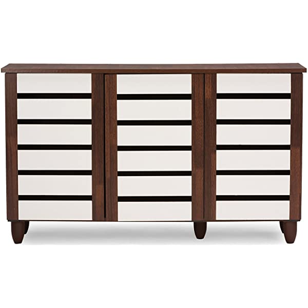 Baxton Studio Wholesale Interiors Gisela Oak and White 2-Tone Shoe Cabinet with 3 Doors