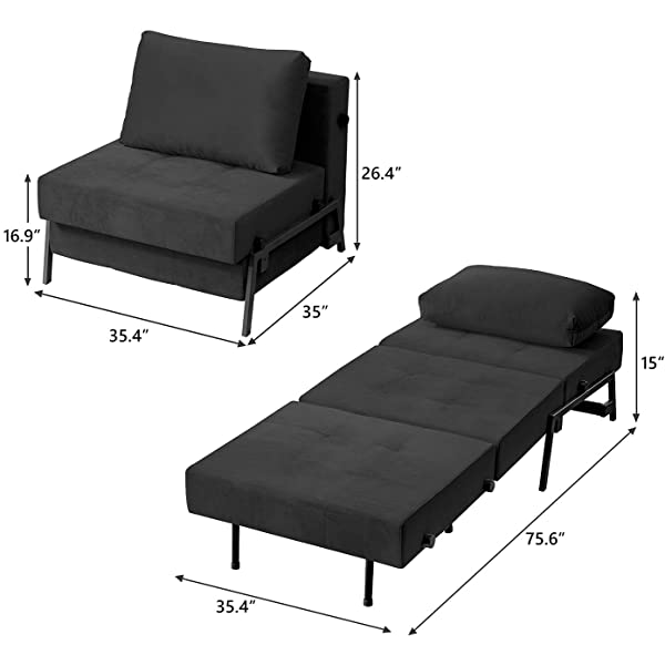 Vonanda Sofa Bed, Folding Velvet Sleeper Sofa, Modern Sleeper Chair Bed with Hidden Legs and Sturdy Frame for Small Living Space, Velvet Hunter Green