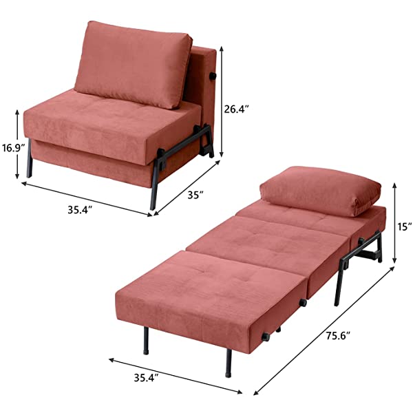 Vonanda Sofa Bed, Folding Velvet Sleeper Sofa, Modern Sleeper Chair Bed with Hidden Legs and Sturdy Frame for Small Living Space, Velvet Hunter Green