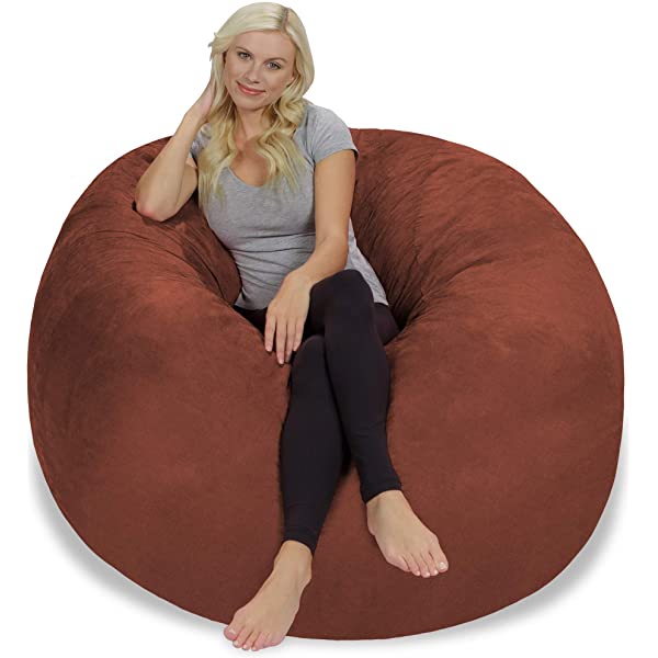 Chill Sack Bean Bag Chair: Giant 5' Memory Foam Furniture Bean Bag - Big Sofa with Soft Micro Fiber Cover - Navy Microsuede - Navy
