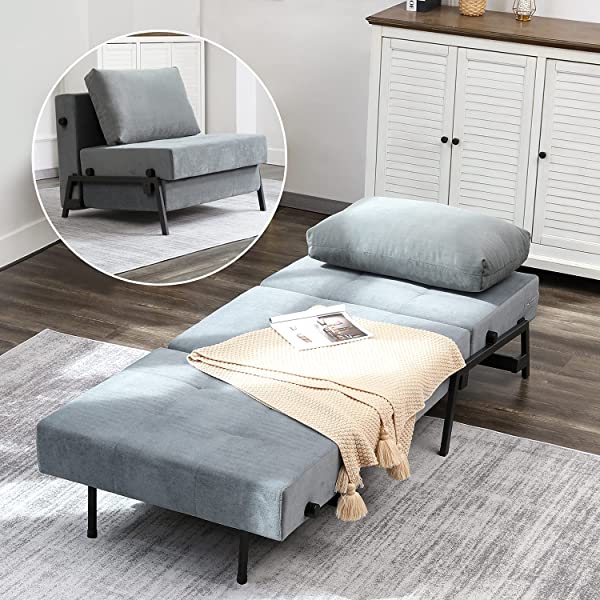 Vonanda Sofa Bed, Folding Velvet Sleeper Sofa, Modern Sleeper Chair Bed with Hidden Legs and Sturdy Frame for Small Living Space, Velvet Hunter Green