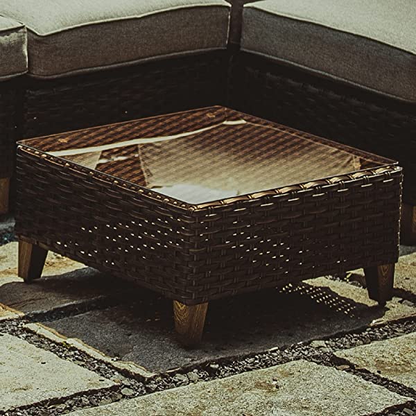 Grand Patio Patio Furniture Coffee Table Outdoor Side Table Glass Black