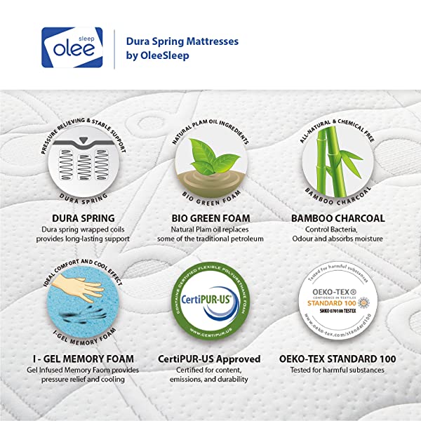 Olee Sleep 13 inch Galaxy Hybrid Gel Infused Memory Foam and Pocket Spring Mattress (Full), White 13 Inch Full