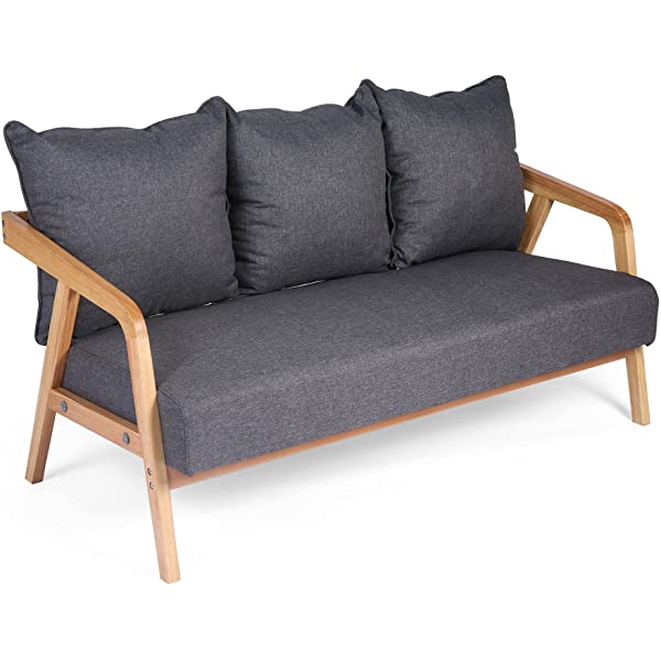 LUCKYERMORE 3-Seat Upholstered Grey Sofa Couch 60