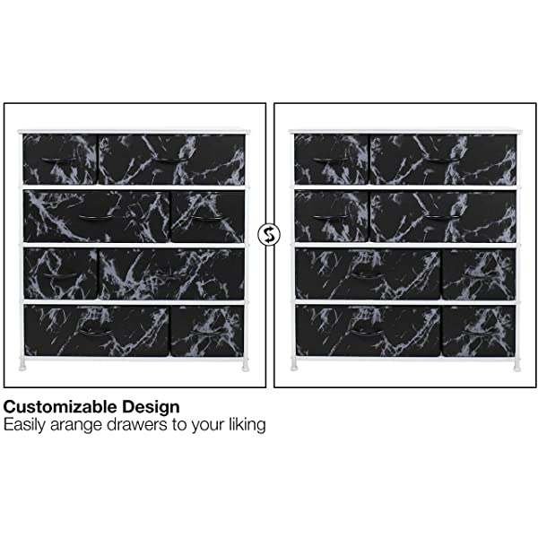 Sorbus Dresser with 8 Drawers - Furniture Storage Chest Tower Unit for Bedroom, Hallway, Closet, Office Organization - Steel Frame, Wood Top, Easy Pull Fabric Bins (White)