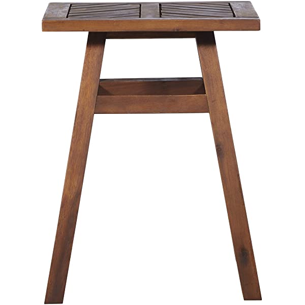 Walker Edison 5 Person Outdoor Wood Chevron Patio Furniture Dining Set Table Chairs Bench All Weather Backyard Conversation Garden Poolside Balcony, 4 Piece, Brown Brown 4 Piece Dining Set