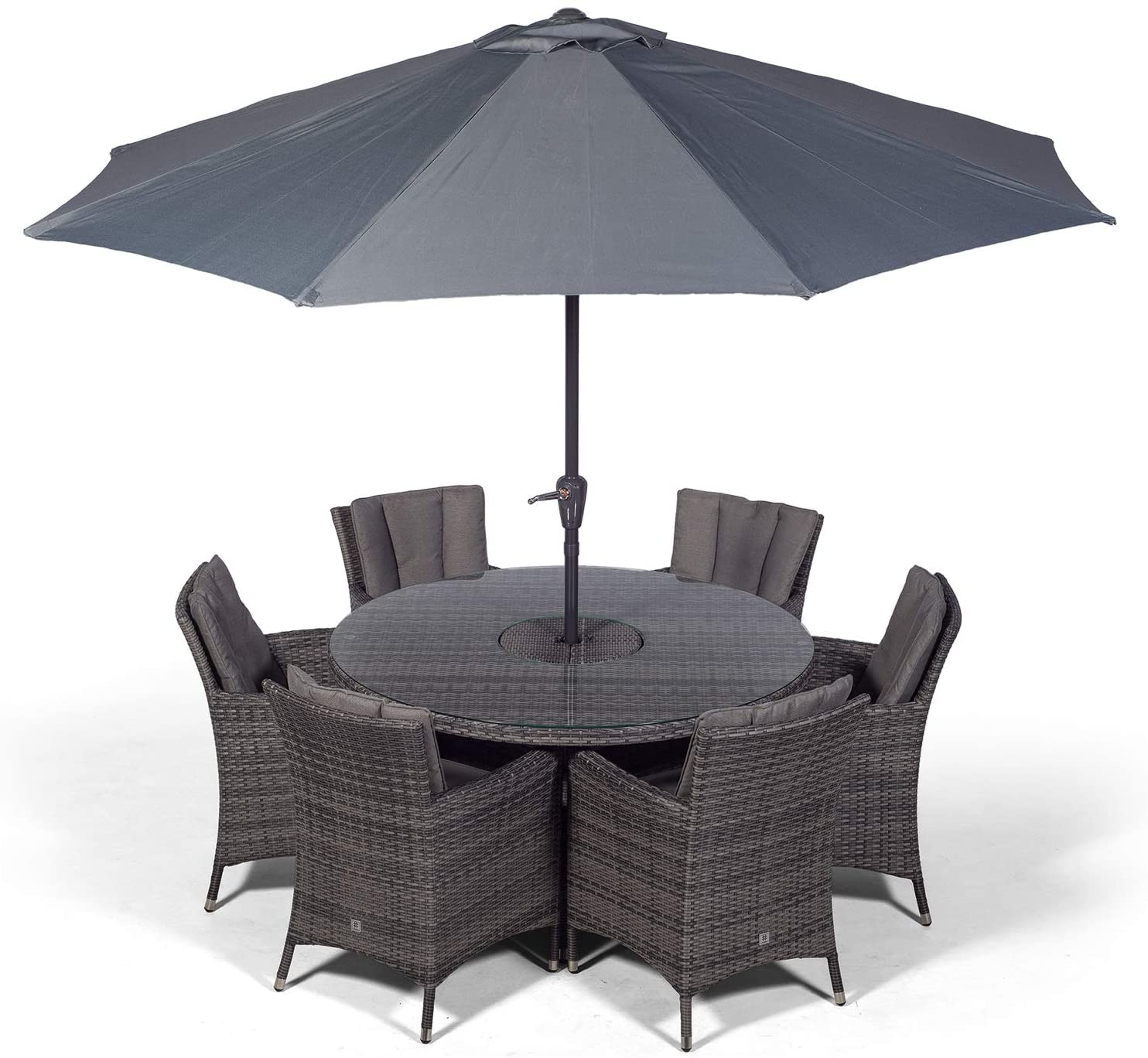 Arizona Deluxe 6-Seat Grey Rattan Cutlery Set with Ice Bucket Beverage Cooler