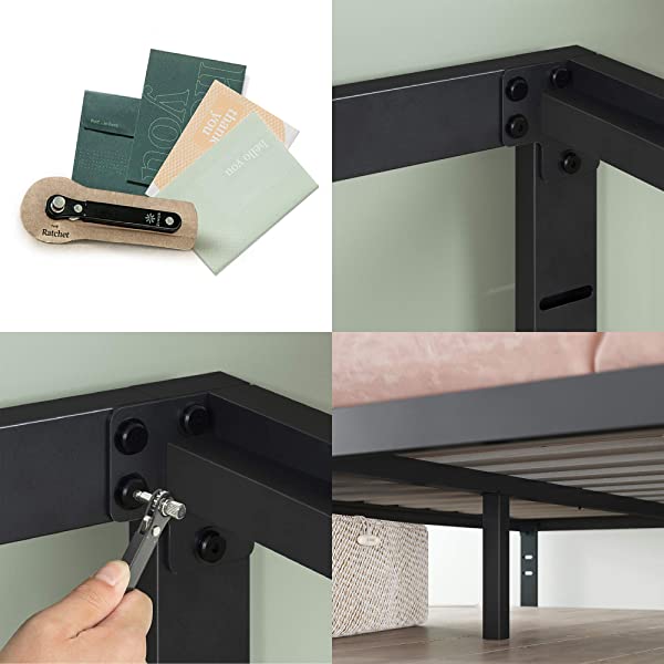 ZINUS Mia Metal Platform Bed Frame / Wood Slat Support / No Box Spring Needed / Easy Assembly, Black, Full Standard Full Black