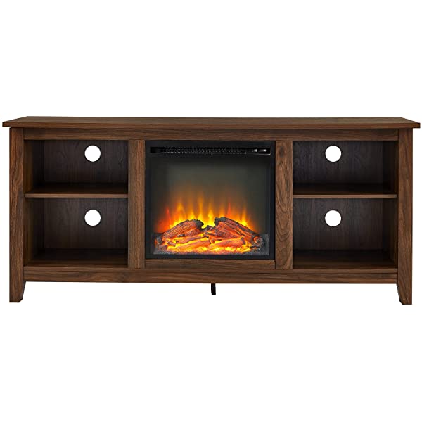 Walker Edison Wren Classic 4 Cubby TV Stand for TVs up to 65 Inches, 58 Inch, Black Black 58 InchTV Stand