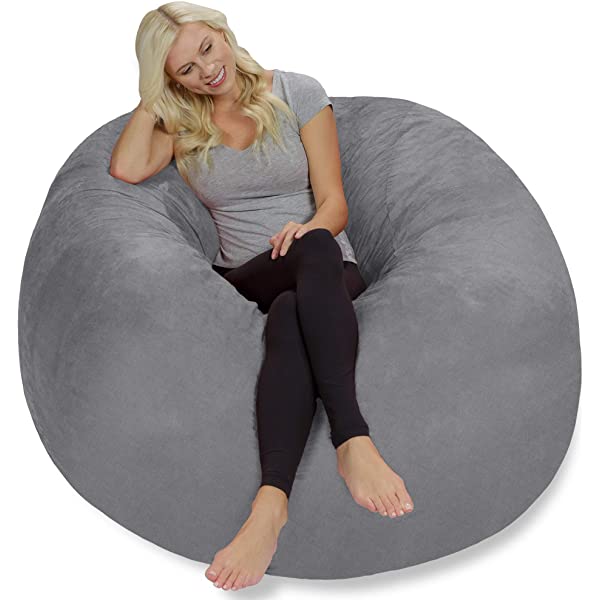 Chill Sack Bean Bag Chair: Giant 5' Memory Foam Furniture Bean Bag - Big Sofa with Soft Micro Fiber Cover - Navy Microsuede - Navy