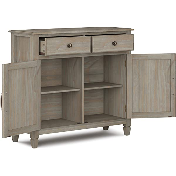 SIMPLIHOME Connaught SOLID WOOD 40 inch Wide Transitional Entryway Storage Cabinet in Dark Chestnut Brown, with 2 Drawers, 2 Doors, Adjustable Shelves