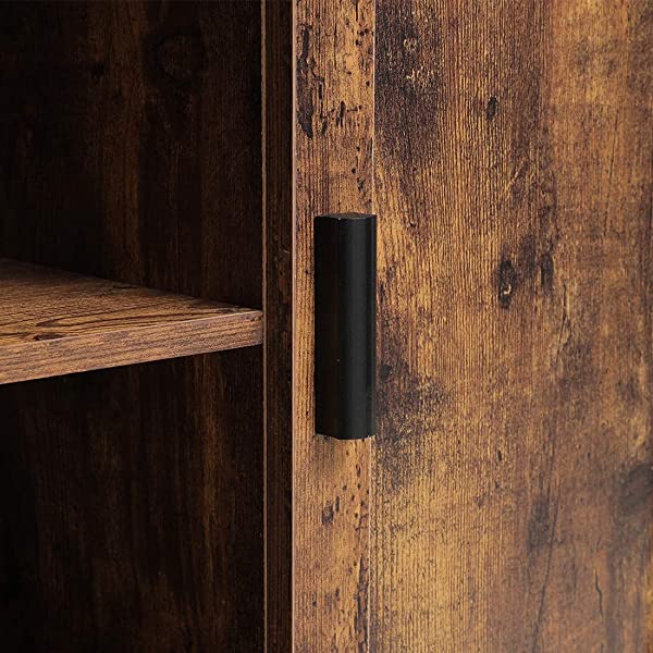 USIKEY Industrial Floor Storage Cabinet with 2 Doors, Kitchen Free Standing Cabinet with Adjustable Shelves, Feet, Storage Sideboard, Accent Cabinet, for Living Room Entry Bedroom, Rustic Brown