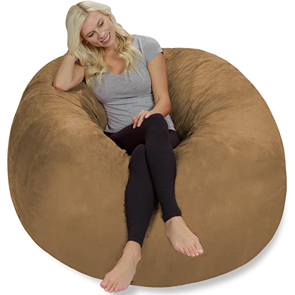 Chill Sack Bean Bag Chair: Giant 5' Memory Foam Furniture Bean Bag - Big Sofa with Soft Micro Fiber Cover - Navy Microsuede - Navy