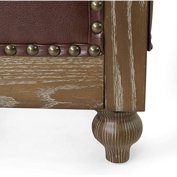 Christopher Knight Home Castalia Sofas, Midnight Black + Dark Brown Midnight Black + Dark Brown Birch Wood