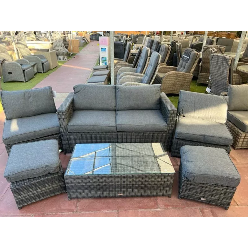 Sapcote 6pc Hideaway Lounge Set in Dark Grey Rattan