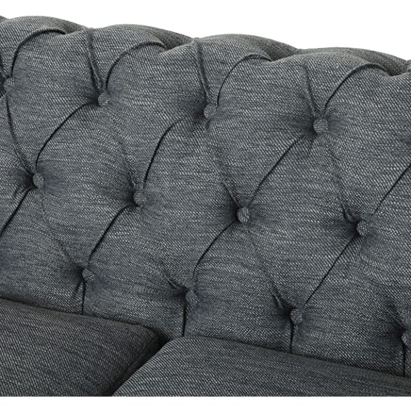 Christopher Knight Home Castalia Sofas, Midnight Black + Dark Brown Midnight Black + Dark Brown Birch Wood