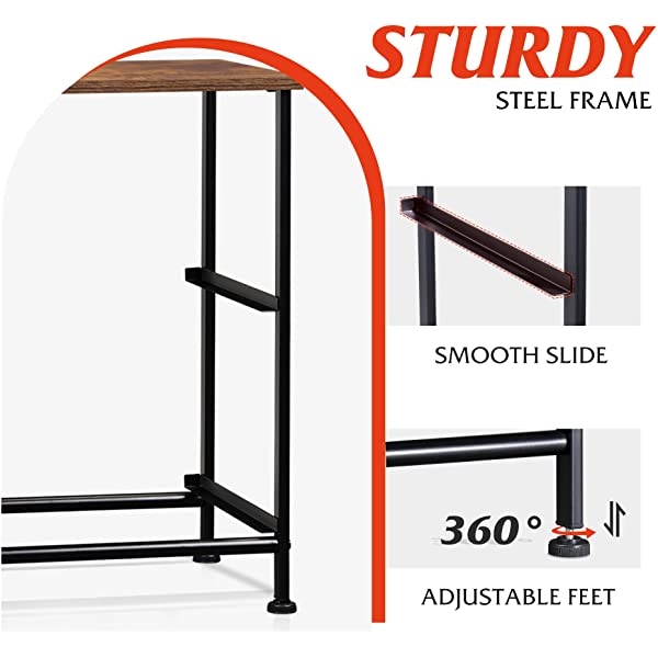 WLIVE Nightstand with 2 Fabric Drawers, Bedside Furniture & End Table Dresser for Bedroom, Living Room, Steel Frame, Wood Top, Easy Pull Handle Charcoal Gray