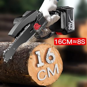 Mini chainsaw battery powered, 6 inch (approximately 15.2 cm) electric cordless chainsaw