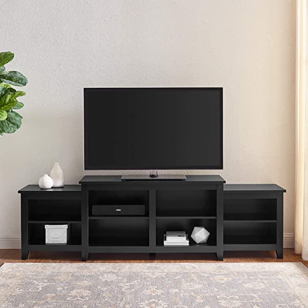 Walker Edison Wren Classic 4 Cubby TV Stand for TVs up to 65 Inches, 58 Inch, Black Black 58 InchTV Stand