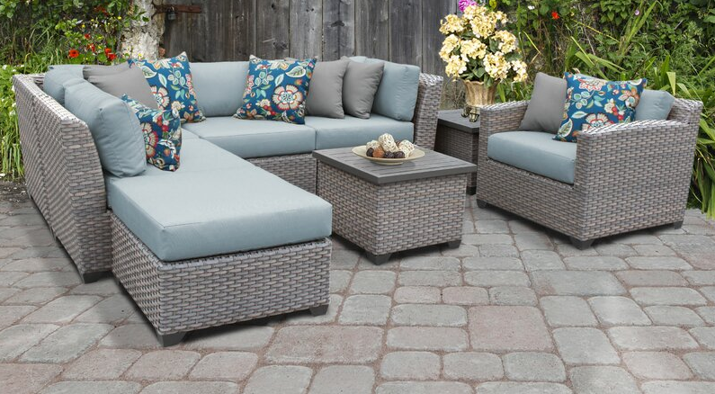 Merlyn Wicker/Rattan 6 – Person Seating Group with Cushions