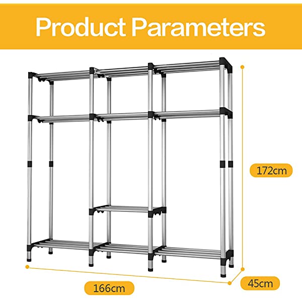 UDEAR Portable Canvas Wardrobes Closet Clothes Storage Shelves Storage 25mm White