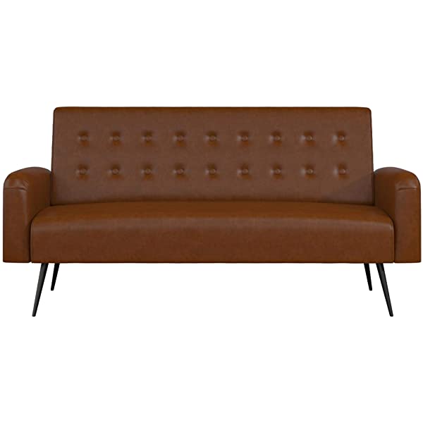 Novogratz 2360379N Z Stevie, Convertible Sofa Bed Couch, Ivory Velvet Futon